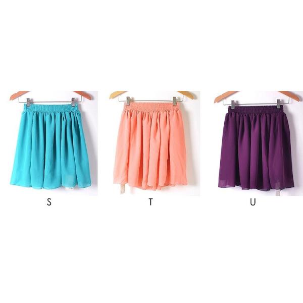 レディース　ボトムス　シフォン　スカート　無地　膝上丈　フレア　裏地　カジュアル　大人可愛い　キュート　ホワイト　ブルー　ブラック　ベージュ　ピンク　グリーン　イエロー　ブラウン　ワイン　オレンジ　ピンク　グレー　パープル　ブラック　F　送料無料