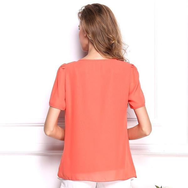 レディース　トップス　Tシャツ　カットソー　シフォン　半袖　クルーネック　無地　カジュアル　大人可愛い　キュート　フェミニン　おしゃれ　デイリー　お出かけ　ホワイト　ブルー　ピンク　グリーン　ブラック　イエロー　ベージュ　XS　S　M　L　XL　2XL　送料無料