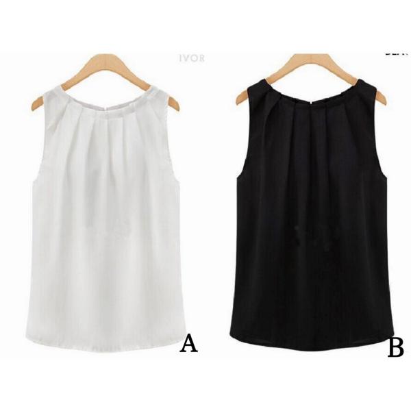 レディース　大きいサイズ　ノースリーブ　ブラウス　タンクトップ　無地　シンプル　トップス　カジュアル　キュート　大人　可愛い　フェミニン　おしゃれ　お出かけ　デイリー　オフィス　普段着　ブラック　ホワイト　S　M　L　XL　2XL　送料無料