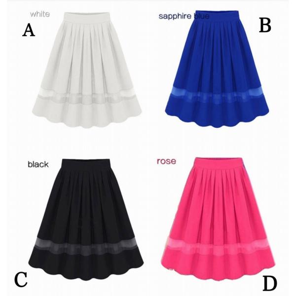 レディース　シフォン　スカート　ハイウエスト　ボトムス　カジュアル　キュート　大人　可愛い　フェミニン　きれいめ　おしゃれ　お出かけ　デイリー　オフィス　普段着　ホワイト　ブラック　ブルー　ピンク　フリーサイズ　ワンサイズ　送料無料