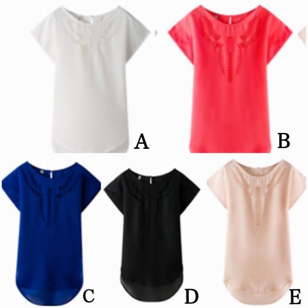 レディース　大きいサイズ　シフォン　ブラウス　シャツ　シンプル　トップス　カジュアル　キュート　大人　可愛い　フェミニン　おしゃれ　お出かけ　デイリー　オフィス　普段着　ホワイト　イエロー　ブラック　ピンク　グリーン　ブルー　ネイビー　2XL　送料無料