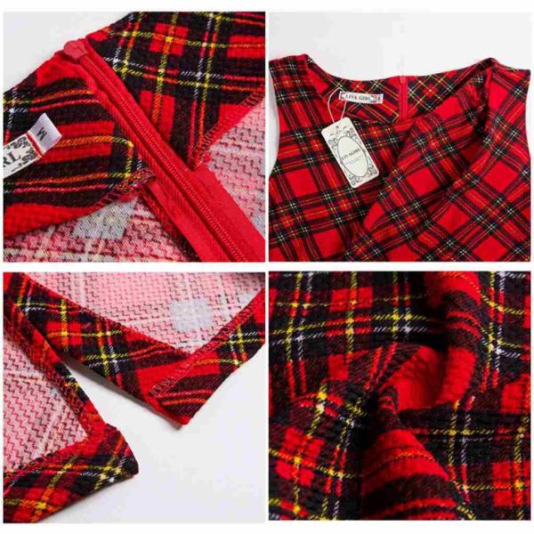 レディース　大きいサイズ　ベルト付き　ワンピース　チェック柄　ミディ丈　スカート　春　夏　カジュアル　キュート　可愛い　フェミニン　きれいめ　上品　エレガント　おしゃれ　お出かけ　デイリー　普段着　レッド　S　M　L　XL　2XL　3XL　送料無料