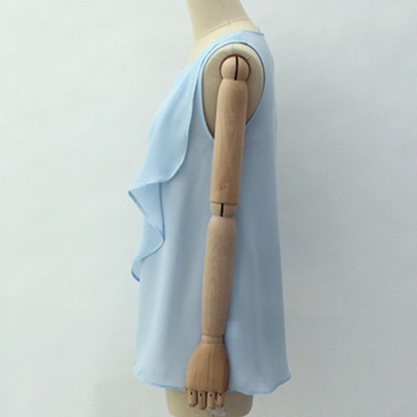 レディース　トップス　カットソー　Tシャツ　ノースリーブ　ボトミングシャツ　シフォン　ラウンドネック　無地　シンプル　キュート　カジュアル　大人可愛い　フェミニン　オフィス　デート　ブルー　ブラック　グリーン　ホワイト　S　M　L　XL　XXL　送料無料