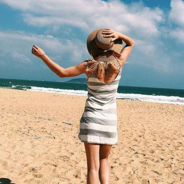 レディース　ワンピース　ノースリーブ　Vネック　膝上丈　ボーダー　サマードレス　フロントリボン　キュート　カジュアル　大人可愛い　フェミニン　デート　お出かけ　デイリー　ホワイト　S　M　L　XL　XXL　送料無料