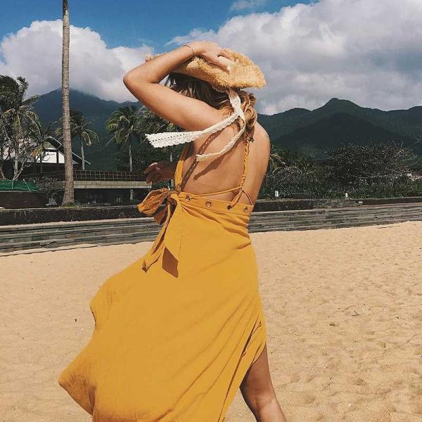 レディース　ワンピース　Vネック　ノースリーブ　マキシ丈　サマードレス　ラップ　無地　セクシー　キュート　カジュアル　大人可愛い　フェミニン　デート　お出かけ　デイリー　リゾート　イエロー　ホワイト　S　M　L　XL　XXL　送料無料