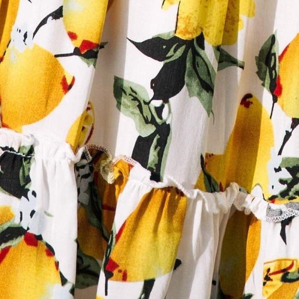 レディース　ワンピース　オフショルダー　膝上　ミニワンピ　フレア　花柄　総柄　キュート　カジュアル　大人可愛い　フェミニン　デート　お出かけ　デイリー　リゾート　ビーチ　イエロー　S　M　L　XL　送料無料