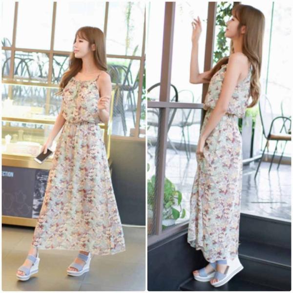 レディース　ワンピース　花柄　ボタニカル柄　マキシ丈　ノースリーブ　キャミソール　春　夏　スカート　カジュアル　キュート　可愛い　フェミニン　きれいめ　上品　エレガント　おしゃれ　お出かけ　デイリー　ホワイト　ブラック　S　M　L　XL　サイズ　送料無料