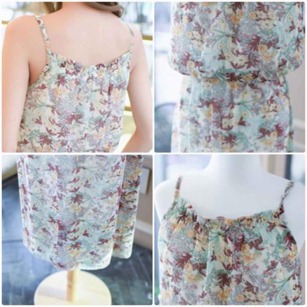 レディース　ワンピース　花柄　ボタニカル柄　マキシ丈　ノースリーブ　キャミソール　春　夏　スカート　カジュアル　キュート　可愛い　フェミニン　きれいめ　上品　エレガント　おしゃれ　お出かけ　デイリー　ホワイト　ブラック　S　M　L　XL　サイズ　送料無料