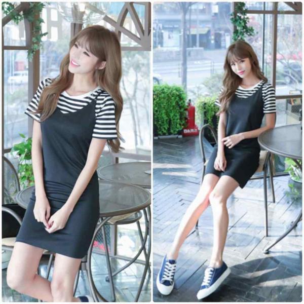 レディース　ボーダーTシャツ　キャミワンピ　ワンピース　半袖　ミニ丈　春　夏　スカート　カジュアル　キュート　可愛い　フェミニン　きれいめ　上品　エレガント　おしゃれ　お出かけ　デイリー　普段着　ブラック　S　M　L　XL　サイズ　送料無料