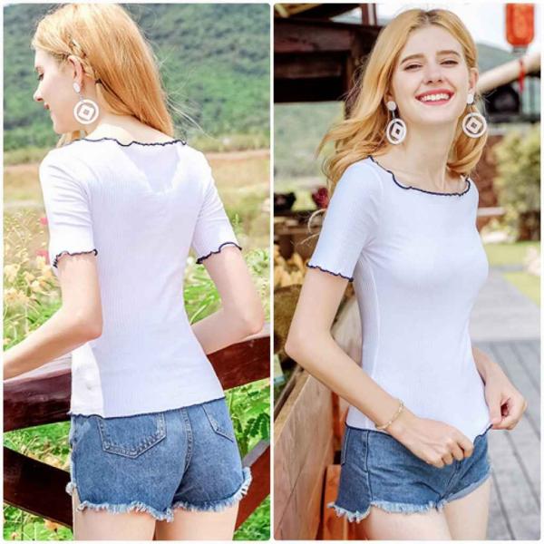 レディース　Tシャツ　カットソー　無地　半袖　ショートスリーブ　夏　春　ラウンドネック　トップス　カジュアル　キュート　大人　可愛い　フェミニン　おしゃれ　お出かけ　普段着　デイリー　ホワイト　S　M　L　XL　サイズ　送料無料