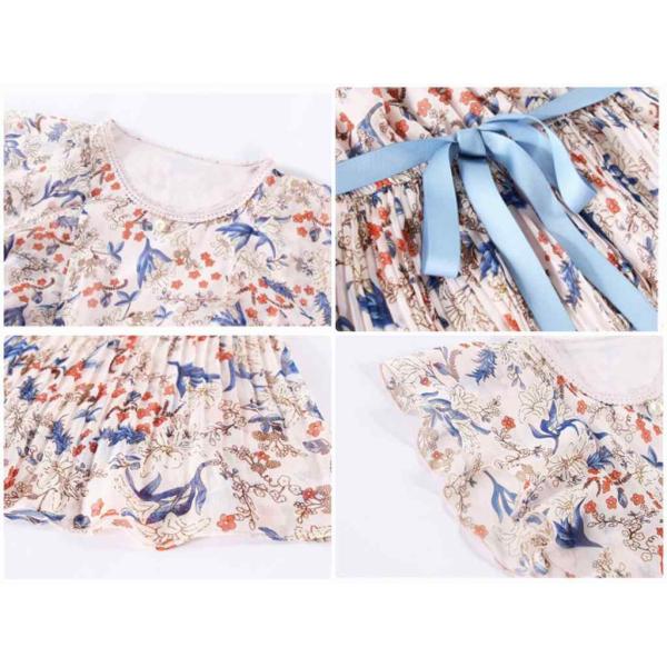 レディース　シフォン　ワンピース　フレアスリーブ　ミディ丈　プリーツスカート　リボン付き　春　夏　スカート　カジュアル　キュート　可愛い　フェミニン　きれいめ　上品　エレガント　おしゃれ　お出かけ　デイリー　パープル　S　M　L　XL　サイズ　送料無料