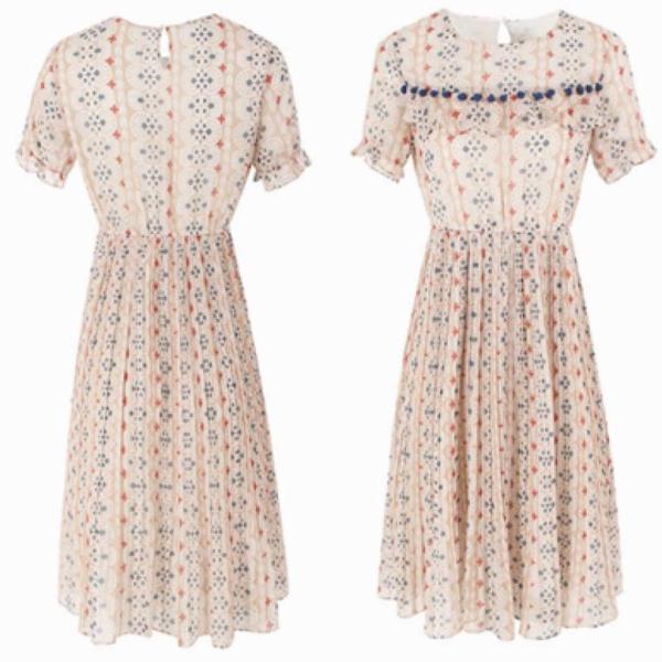 レディース　シフォン　ワンピース　キャンディスリーブ　ボリュームスリーブ　ミディ丈　　春　夏　スカート　カジュアル　キュート　可愛い　フェミニン　きれいめ　上品　エレガント　おしゃれ　お出かけ　デイリー　普段着　ベージュ　S　M　L　XL　サイズ　送料無料