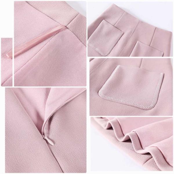 レディース　スカート　ハイウエスト　台形スカート　ポケット　タイト　スリム　春　夏　ボトムス　カジュアル　キュート　大人　可愛い　フェミニン　きれいめ　おしゃれ　お出かけ　デイリー　オフィス　普段着　ピンク　S　M　L　XL　サイズ　送料無料