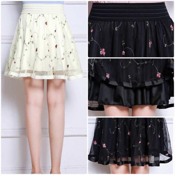 レディース　ハイウエスト　透け感　透け素材　スカート　花柄　蝶　春　夏　ボトムス　カジュアル　キュート　大人　可愛い　フェミニン　きれいめ　おしゃれ　お出かけ　デイリー　オフィス　普段着　ホワイト　ブラック　フリーサイズ　送料無料