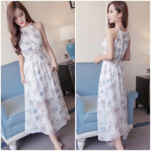 レディース　大きいサイズ　ワンピース　ドレス　ノースリーブ　ロング丈　マキシ丈　春　夏　スカート　カジュアル　キュート　可愛い　フェミニン　きれいめ　上品　エレガント　おしゃれ　お出かけ　デイリー　普段着　ネイビー　ホワイト　S　M　L　XL　2XL　送料無料