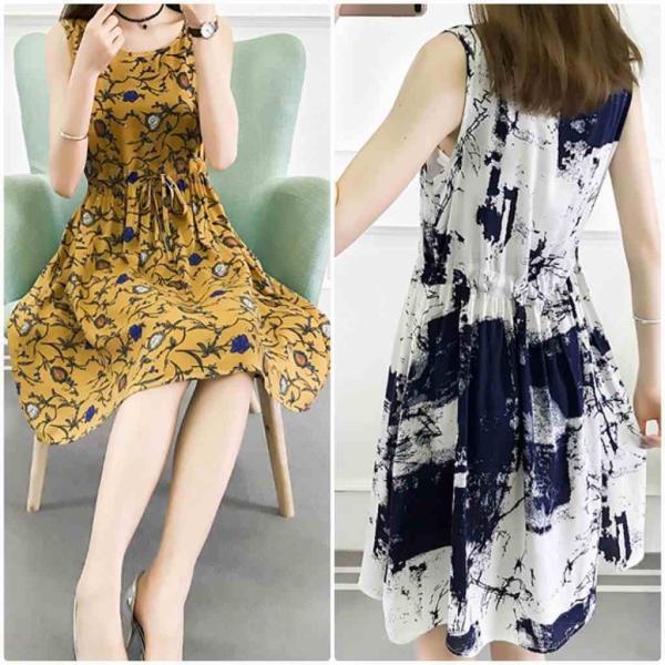 レディース　大きいサイズ　ワンピース　ドレス　花柄　ボタニカル柄　ノースリーブ　ひざ丈　ひざ下丈　春　夏　スカート　カジュアル　キュート　可愛い　フェミニン　きれいめ　上品　エレガント　おしゃれ　お出かけ　ホワイト　ブラック　M　L　XL　2XL　3XL　送料無料