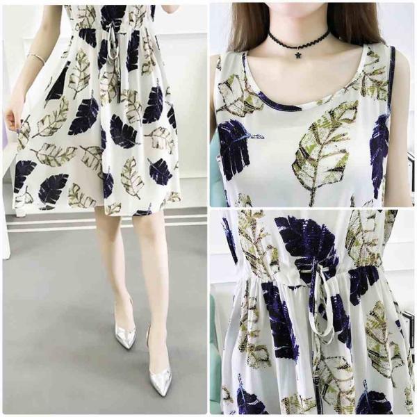 レディース　大きいサイズ　ワンピース　ドレス　花柄　ボタニカル柄　ノースリーブ　ひざ丈　ひざ下丈　春　夏　スカート　カジュアル　キュート　可愛い　フェミニン　きれいめ　上品　エレガント　おしゃれ　お出かけ　ホワイト　ブラック　M　L　XL　2XL　3XL　送料無料