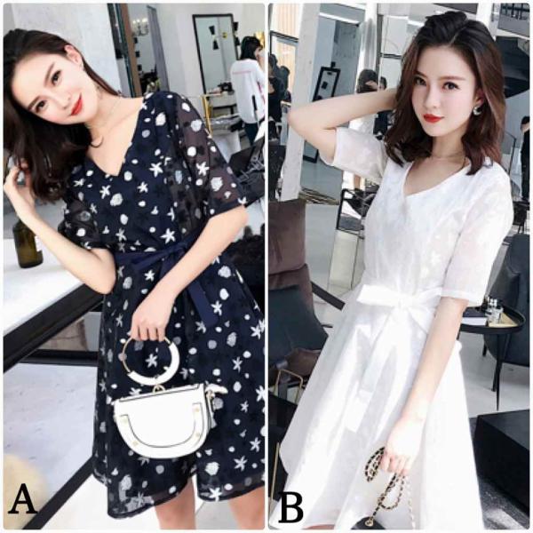 レディース Vネック ワンピース ミディ丈 透け感 透け素材 春 夏 スカート カジュアル キュート 可愛い フェミニン きれいめ 上品 エレガント おしゃれ お出かけ デイリー 普段着 ホワイト ネイビー S M L XL サイズ 送料無料