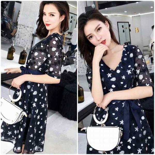 レディース Vネック ワンピース ミディ丈 透け感 透け素材 春 夏 スカート カジュアル キュート 可愛い フェミニン きれいめ 上品 エレガント おしゃれ お出かけ デイリー 普段着 ホワイト ネイビー S M L XL サイズ 送料無料