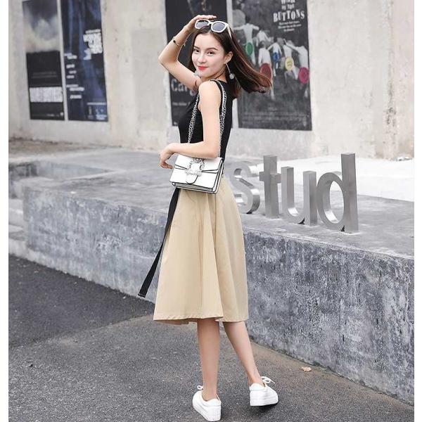 レディース ツーピース 半袖Tシャツ&スカート ラウンドネック ミモレ丈 無地 ベルト付き カジュアル 大人可愛い フェミニン お出かけ デート デイリー 夏 リゾート ブラック S M L XL 送料無料