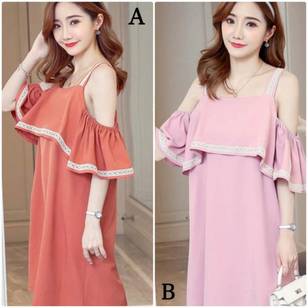 レディース 大きいサイズ ワンピース フレアスリーブ 肩出し 肩見せ オフショルダー ストラップ 春 夏 スカート カジュアル キュート 可愛い フェミニン きれいめ 上品 エレガント おしゃれ お出かけ デイリー 普段着 ピンク レッド 2XL 送料無料