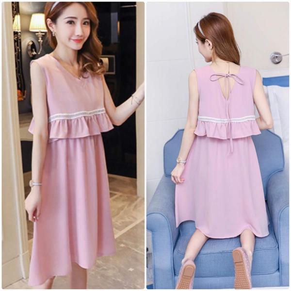 レディース 大きいサイズ ワンピース ミディ丈 Vネック ノースリーブ 春 夏 スカート カジュアル キュート 可愛い フェミニン きれいめ 上品 エレガント おしゃれ お出かけ デイリー 普段着 ネイビー ピンク 2XL 送料無料