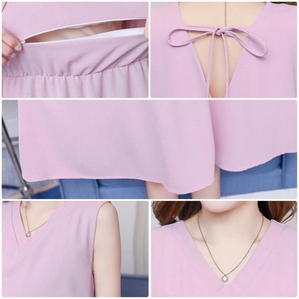 レディース 大きいサイズ ワンピース ミディ丈 Vネック ノースリーブ 春 夏 スカート カジュアル キュート 可愛い フェミニン きれいめ 上品 エレガント おしゃれ お出かけ デイリー 普段着 ネイビー ピンク 2XL 送料無料