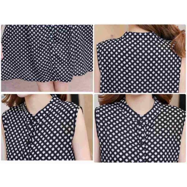 レディース 大きいサイズ ワンピース 花柄 ドット ノースリーブ ミニ丈 春 夏 スカート カジュアル キュート 可愛い フェミニン きれいめ 上品 エレガント おしゃれ お出かけ デイリー 普段着 ブラック×ホワイト 2XL 送料無料