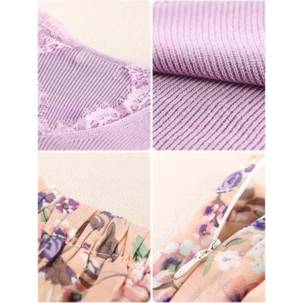 レディース ツーピース Vネック 半袖カットソー＆ロングスカート 無地 花柄 総柄 カジュアル 大人可愛い セクシー フェミニン オフィス デイリー お出かけ デート リゾート パープル ブラック S M L 送料無料