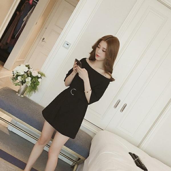 レディース ワンピース 肩出し 肩見せ ベルト付き ミニ丈 無地 半袖 春 夏 スカート カジュアル キュート 可愛い フェミニン きれいめ 上品 エレガント おしゃれ お出かけ デイリー 普段着 レッド ベージュ ブラック M L サイズ 送料無料