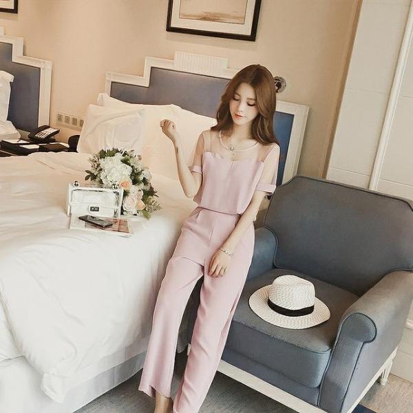 レディース サロペット 透け感 透け素材 オールインワン オーバーオール ワイドレッグパンツ ボトムス カジュアル キュート 可愛い フェミニン おしゃれ お出かけ デイリー 普段着 春 夏 パープル ブラック グレー S M L サイズ 送料無料