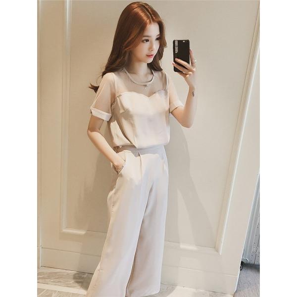 レディース サロペット 透け感 透け素材 オールインワン オーバーオール ワイドレッグパンツ ボトムス カジュアル キュート 可愛い フェミニン おしゃれ お出かけ デイリー 普段着 春 夏 パープル ブラック グレー S M L サイズ 送料無料