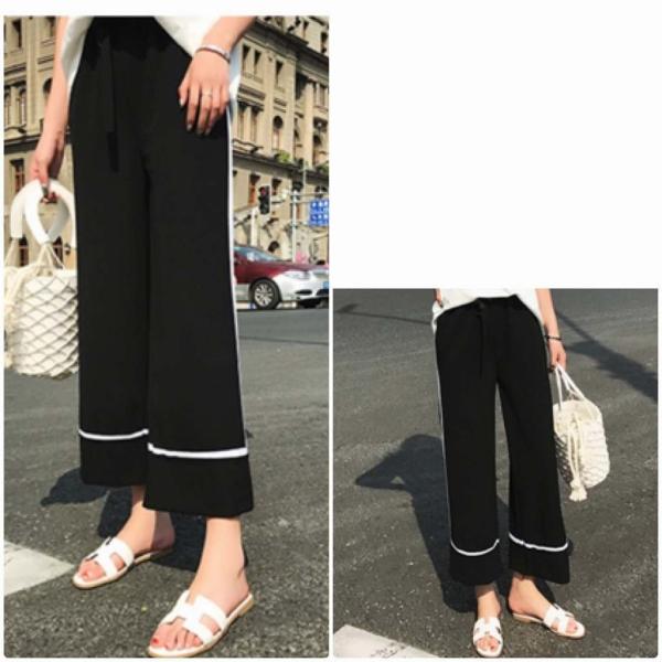 レディース 大きいサイズ ワイドレッグパンツ クロップドパンツ 半端丈 ボトムス カジュアル キュート 可愛い フェミニン きれいめ エレガント おしゃれ お出かけ デイリー オフィス 普段着 ブラック L XL 2XL 3XL 4XL 送料無料