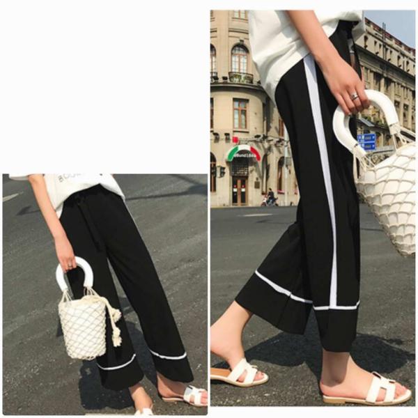 レディース 大きいサイズ ワイドレッグパンツ クロップドパンツ 半端丈 ボトムス カジュアル キュート 可愛い フェミニン きれいめ エレガント おしゃれ お出かけ デイリー オフィス 普段着 ブラック L XL 2XL 3XL 4XL 送料無料