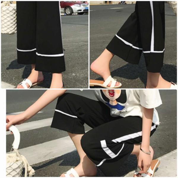 レディース 大きいサイズ ワイドレッグパンツ クロップドパンツ 半端丈 ボトムス カジュアル キュート 可愛い フェミニン きれいめ エレガント おしゃれ お出かけ デイリー オフィス 普段着 ブラック L XL 2XL 3XL 4XL 送料無料