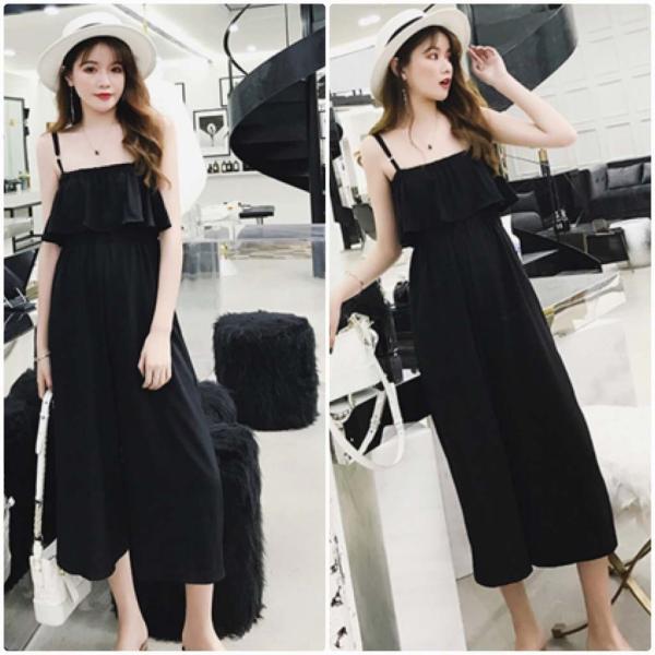 レディース 大きいサイズ サロペット オールインワン オーバーオール ワイドレッグパンツ クロップドパンツ 半端丈 ボトムス カジュアル キュート 可愛い フェミニン おしゃれ お出かけ デイリー 普段着 春 夏 ブラック L XL 2XL 3XL 4XL 送料無料