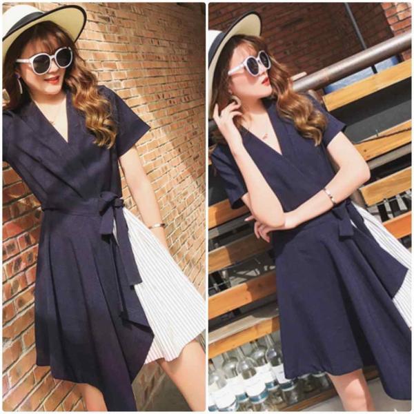 レディース ワンピース ミニワンピ 半袖 フレア Vネック ウエストリボン 無地 夏 カジュアル 大人可愛い フェミニン 大きいサイズ お出かけ デート デイリー ブラック L XL XL 3XL 4XL 送料無料