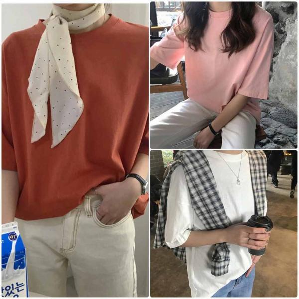 レディース 半袖Tシャツ クルーネック カットソー 無地 シンプル ショートスリーブ 夏 春 トップス カジュアル 大人 可愛い フェミニン おしゃれ お出かけ 普段着 デイリー ブラック ホワイト ピンク ネイビー グリーン イエロー 送料無料