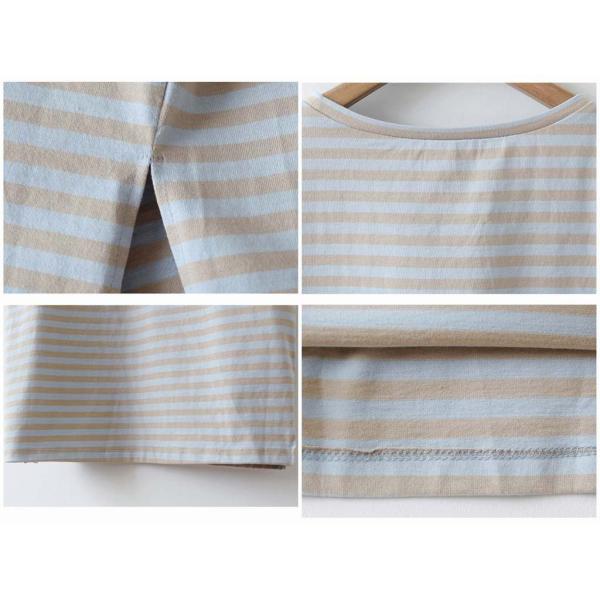 レディース 半袖Tシャツ ラウンドネック ボーダー カットソー ショートスリーブ 夏 春 トップス カジュアル キュート 大人 可愛い フェミニン おしゃれ お出かけ 普段着 デイリー ブラウン ピンク フリーサイズ ワンサイズ 送料無料
