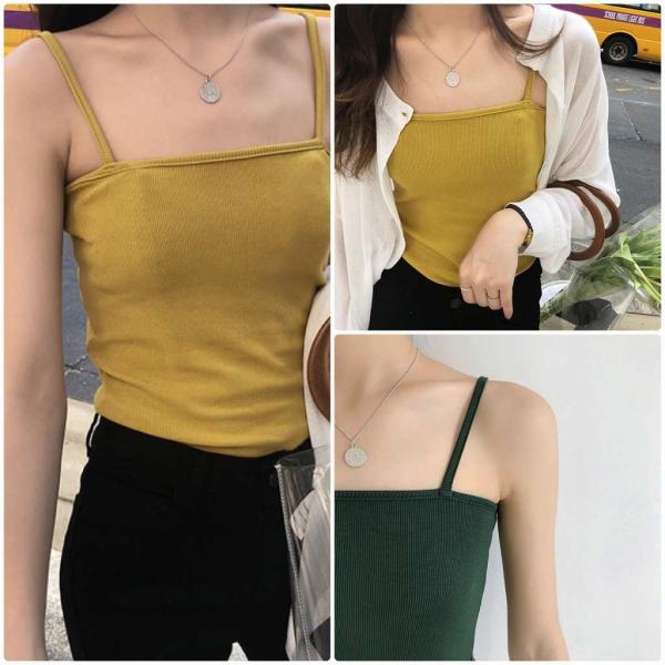 レディース キャミソール ノースリーブ 無地 シンプル 夏 春 トップス カジュアル キュート 大人 可愛い フェミニン おしゃれ お出かけ 普段着 デイリー ピンク ホワイト ブラック ブラウン イエロー グリーン フリーサイズ ワンサイズ 送料無料