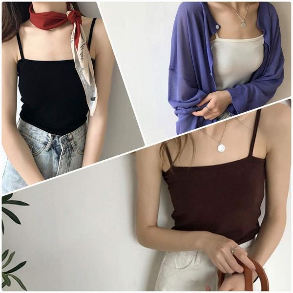 レディース キャミソール ノースリーブ 無地 シンプル 夏 春 トップス カジュアル キュート 大人 可愛い フェミニン おしゃれ お出かけ 普段着 デイリー ピンク ホワイト ブラック ブラウン イエロー グリーン フリーサイズ ワンサイズ 送料無料