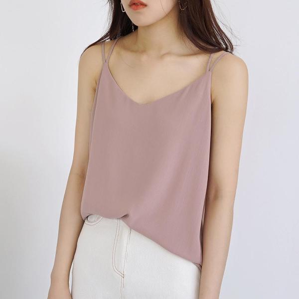 レディース シフォン キャミソール ノースリーブ クロスストラップ 夏 春 トップス カジュアル キュート 大人 可愛い フェミニン おしゃれ お出かけ 普段着 デイリー ホワイト ブラック カーキ ベージュ フリーサイズ ワンサイズ 送料無料