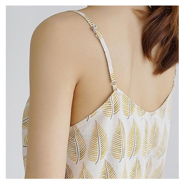 レディース キャミソール ノースリーブ Vネック ボタニカル柄 夏 春 トップス カジュアル キュート 大人 可愛い フェミニン おしゃれ お出かけ 普段着 デイリー イエロー グリーン フリーサイズ ワンサイズ 送料無料