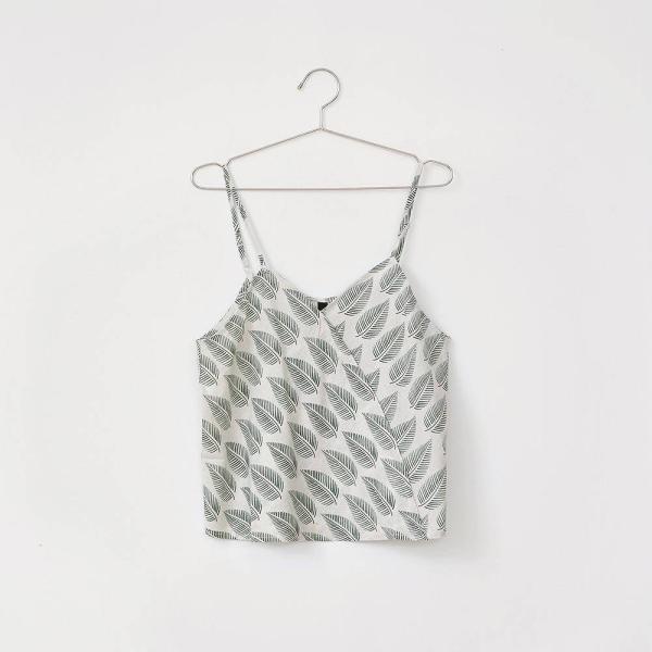 レディース キャミソール ノースリーブ Vネック ボタニカル柄 夏 春 トップス カジュアル キュート 大人 可愛い フェミニン おしゃれ お出かけ 普段着 デイリー イエロー グリーン フリーサイズ ワンサイズ 送料無料