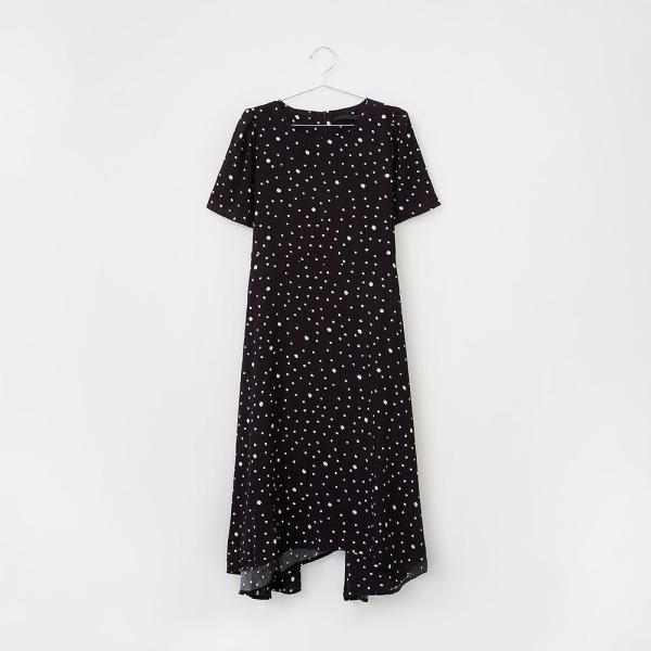 レディース シフォン ハイウエスト スカート ミモレ丈 ドット ラウンドネック 春 夏 ボトムス カジュアル キュート 大人 可愛い フェミニン きれいめ おしゃれ お出かけ デイリー オフィス ホワイト ブラック フリーサイズ ワンサイズ 送料無料