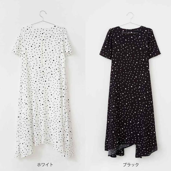 レディース シフォン ハイウエスト スカート ミモレ丈 ドット ラウンドネック 春 夏 ボトムス カジュアル キュート 大人 可愛い フェミニン きれいめ おしゃれ お出かけ デイリー オフィス ホワイト ブラック フリーサイズ ワンサイズ 送料無料