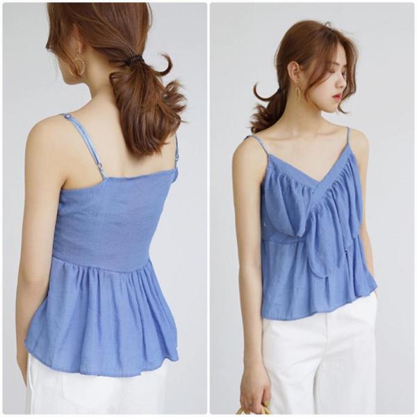 レディース キャミソール Vネック ノースリーブ 無地 シンプル 夏 春 トップス カジュアル キュート 大人 可愛い フェミニン おしゃれ お出かけ 普段着 デイリー ホワイト ブルー フリーサイズ ワンサイズ 送料無料