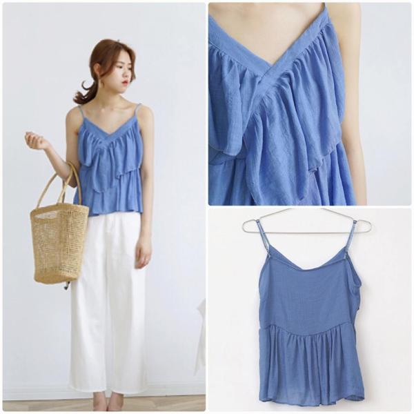 レディース キャミソール Vネック ノースリーブ 無地 シンプル 夏 春 トップス カジュアル キュート 大人 可愛い フェミニン おしゃれ お出かけ 普段着 デイリー ホワイト ブルー フリーサイズ ワンサイズ 送料無料