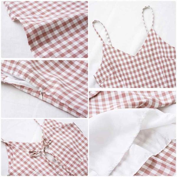 レディース ワンピース ハイウエスト ノースリーブ ミディ丈 ひざ下丈 ギンガムチェック柄 春 夏 スカート カジュアル キュート 可愛い フェミニン きれいめ 上品 おしゃれ お出かけ デイリー 普段着 ブラック ピンク S M サイズ 送料無料