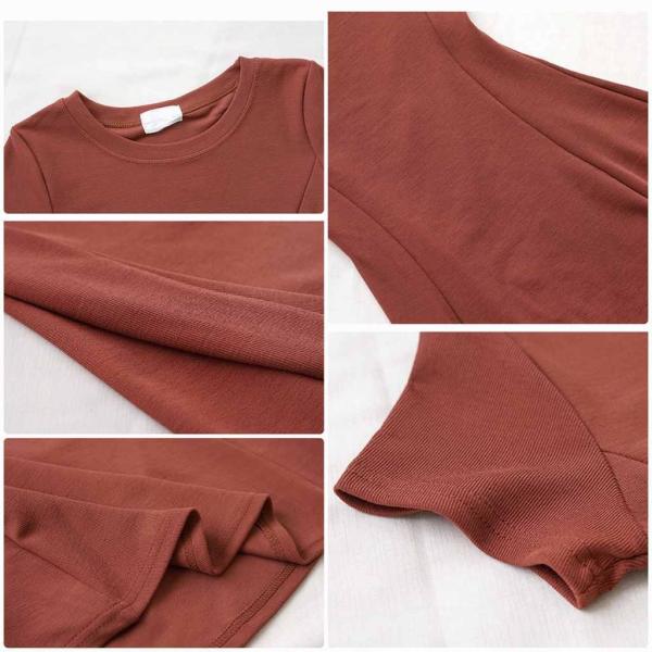 レディース ワンピース 半袖 ミニ丈 無地 ラウンドネック 春 夏 スカート カジュアル キュート 可愛い フェミニン きれいめ 上品 おしゃれ お出かけ デイリー 普段着 ブラック レッド カーキ グレー フリーサイズ ワンサイズ 送料無料